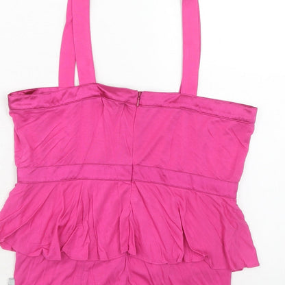 Womens UK Size 10 Full Circle Pink Cropped Tank