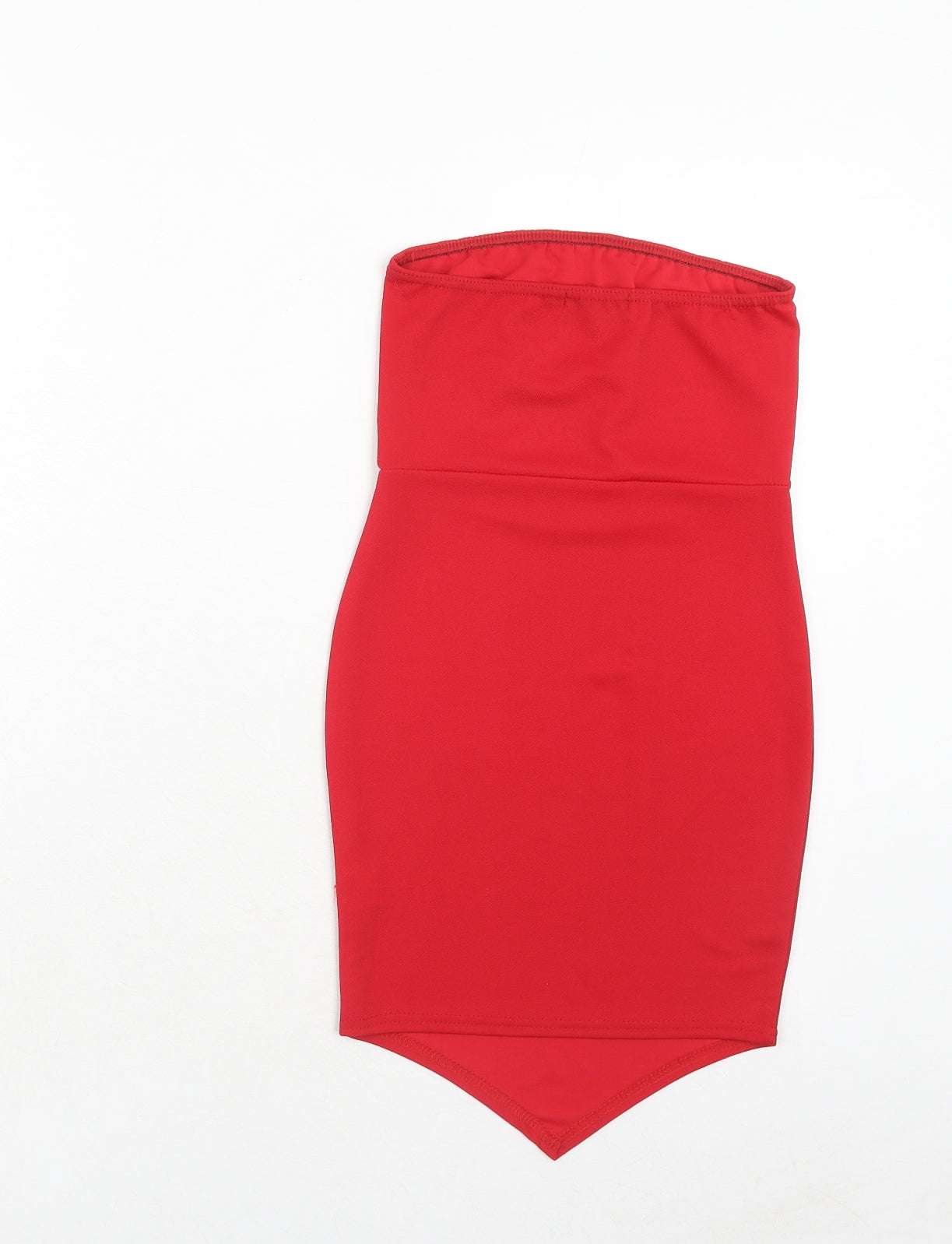 PRETTYLITTLETHING Womens Red Polyester Bodycon Size 6 Square Neck Pullover