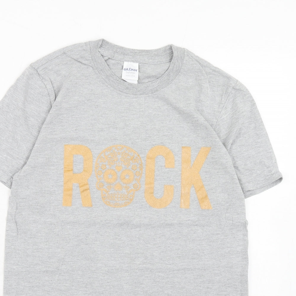 Womens UK Size S Gildan Grey Basic T-Shirt