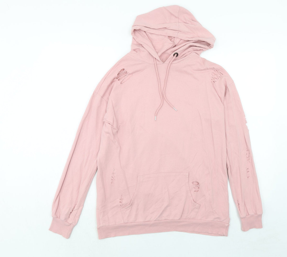 Select Womens Pink Cotton Pullover Hoodie Size 8 Pullover - Distressed