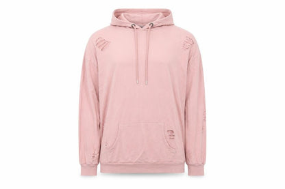 Select Womens Pink Cotton Pullover Hoodie Size 8 Pullover - Distressed