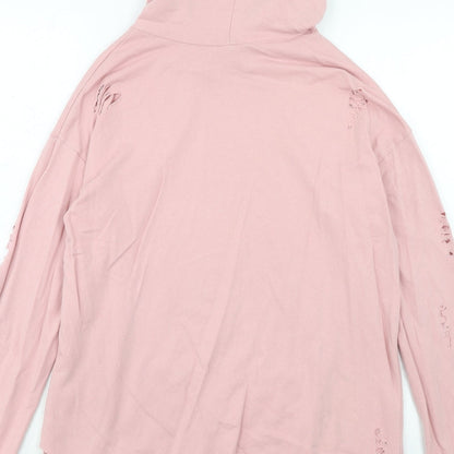 Select Womens Pink Cotton Pullover Hoodie Size 8 Pullover - Distressed