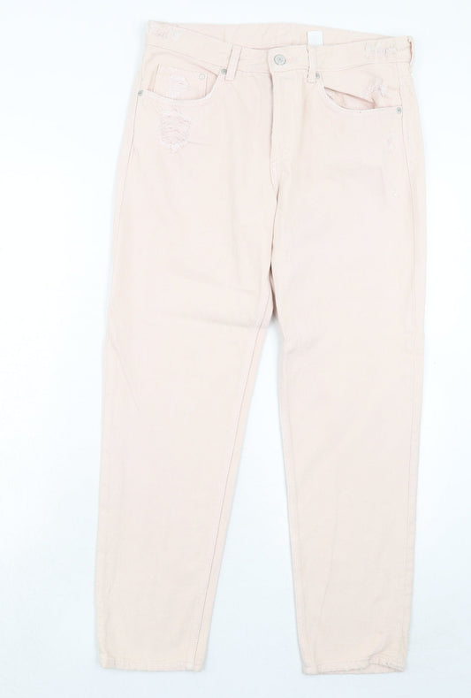 Womens UK Size 29 in H&M Regular Fit Straight Pink Jeans