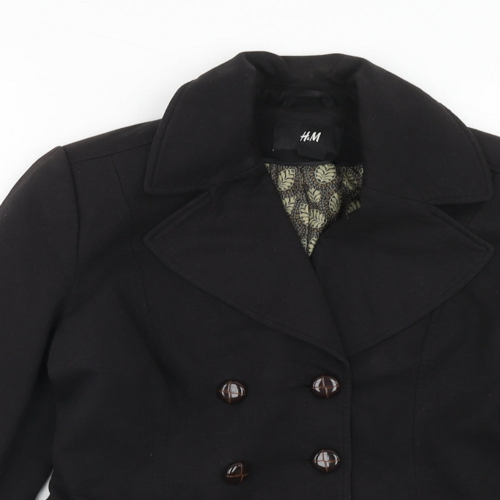 H&M Womens Black Cotton Jacket Blazer Size 12