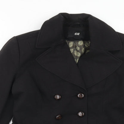 H&M Womens Black Cotton Jacket Blazer Size 12