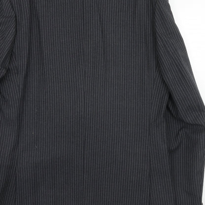 The Label Mens Black Striped Wool Jacket Suit Jacket Size 40 Regular