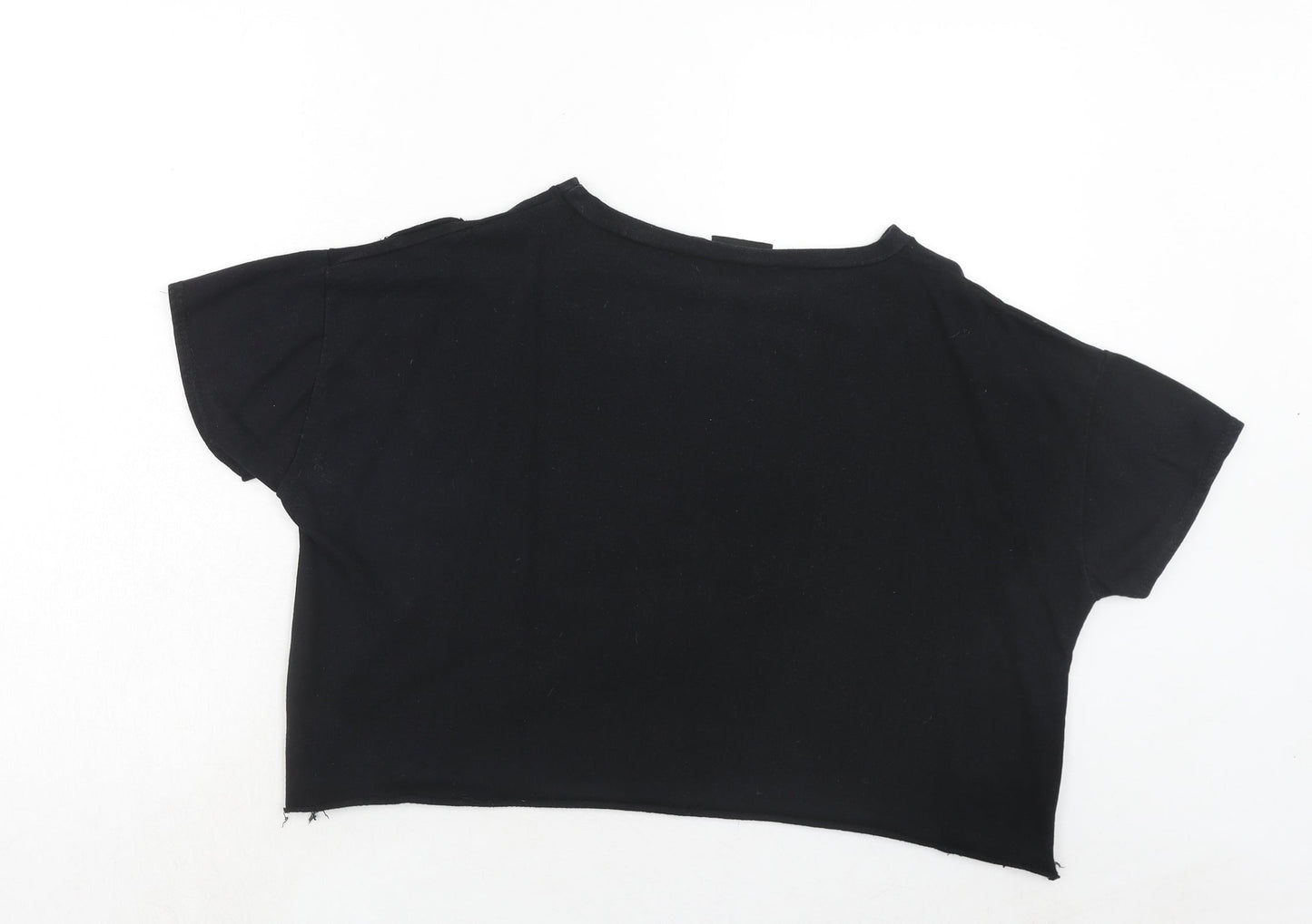 Womens UK Size 12 PRETTYLITTLETHING Black Cropped T-Shirt