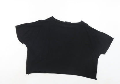Womens UK Size 12 PRETTYLITTLETHING Black Cropped T-Shirt