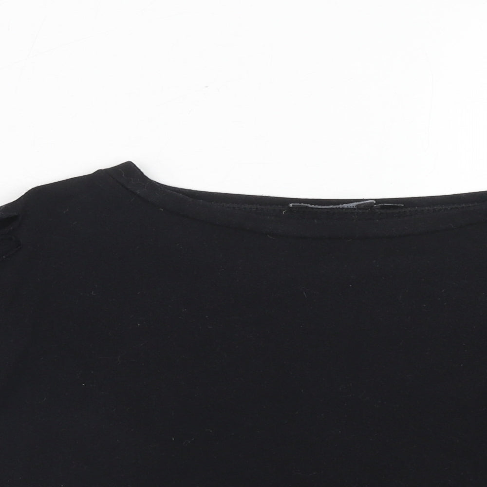 Womens UK Size 12 PRETTYLITTLETHING Black Cropped T-Shirt