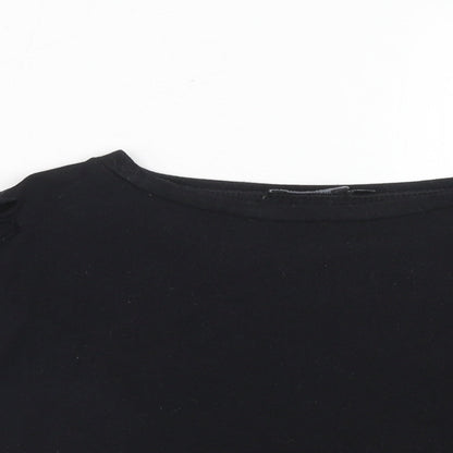 Womens UK Size 12 PRETTYLITTLETHING Black Cropped T-Shirt