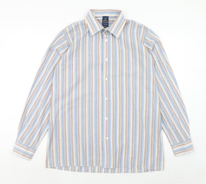 Mens UK Size 16.5 John Charles Blue  Button-Up Long Sleeve Casual Shirt