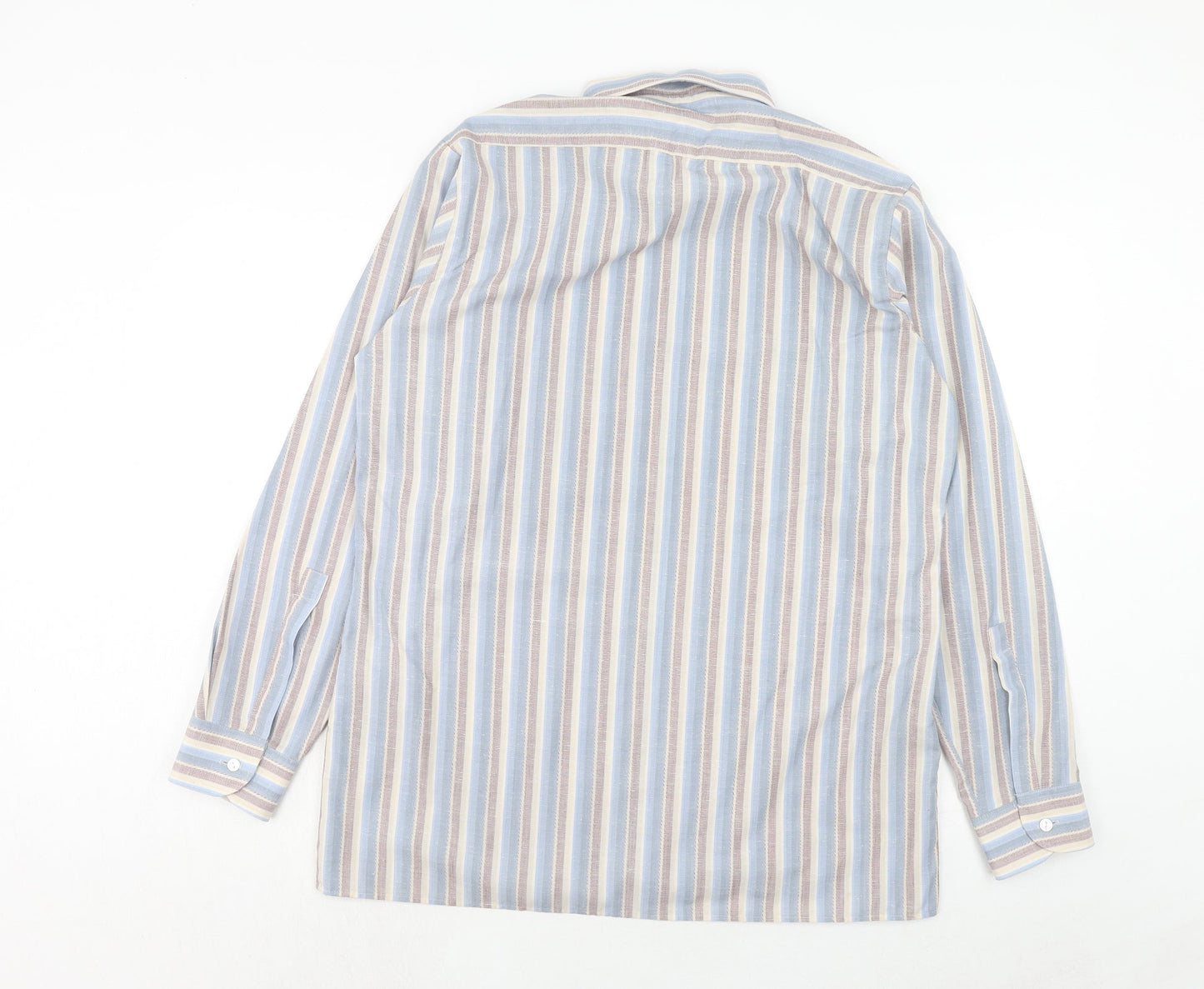 Mens UK Size 16.5 John Charles Blue  Button-Up Long Sleeve Casual Shirt