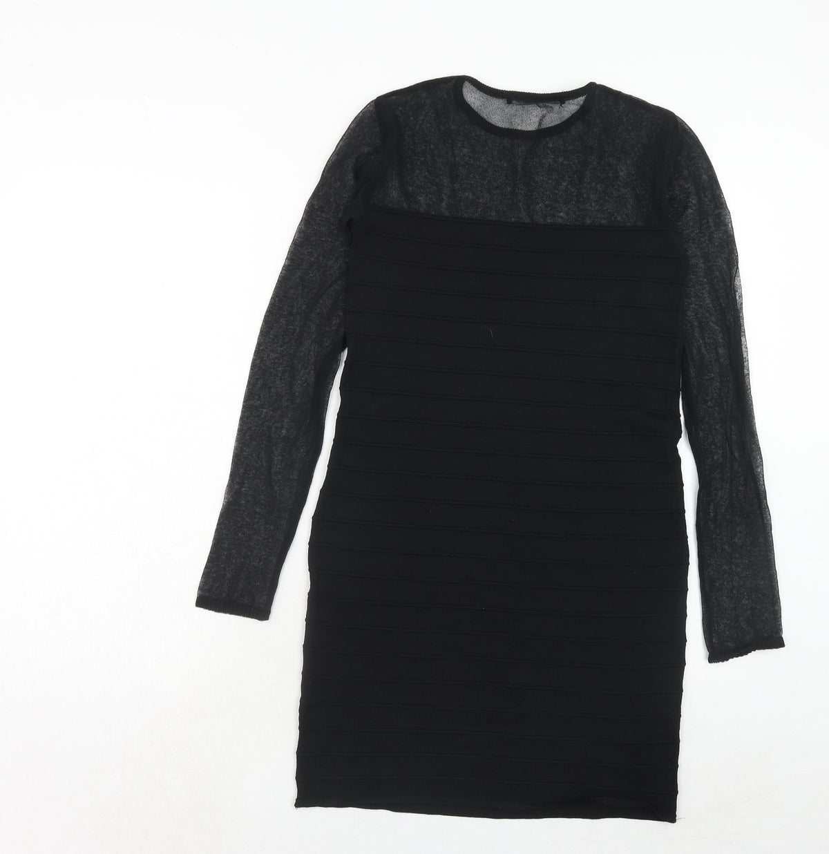 Zara Womens Black Polyester A-Line Size M Round Neck Pullover