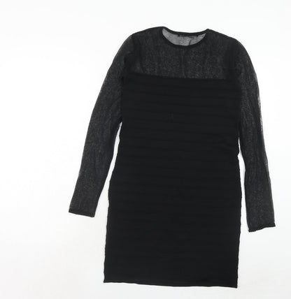 Zara Womens Black Polyester A-Line Size M Round Neck Pullover