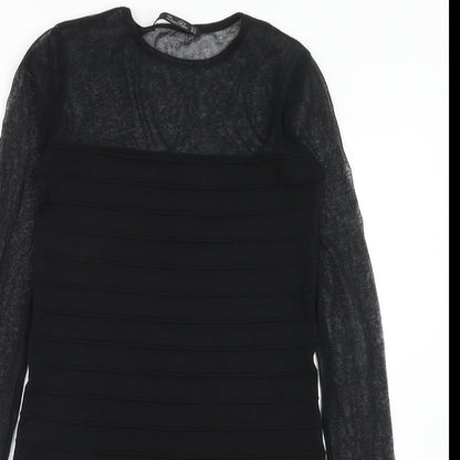 Zara Womens Black Polyester A-Line Size M Round Neck Pullover