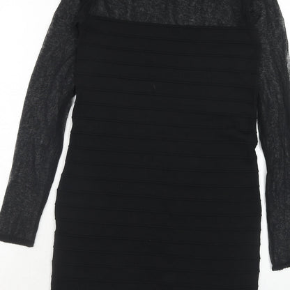 Zara Womens Black Polyester A-Line Size M Round Neck Pullover