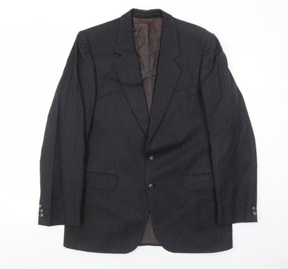 Cunninghams Mens Black Striped Wool Jacket Suit Jacket Size 42 Regular