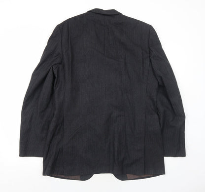 Cunninghams Mens Black Striped Wool Jacket Suit Jacket Size 42 Regular