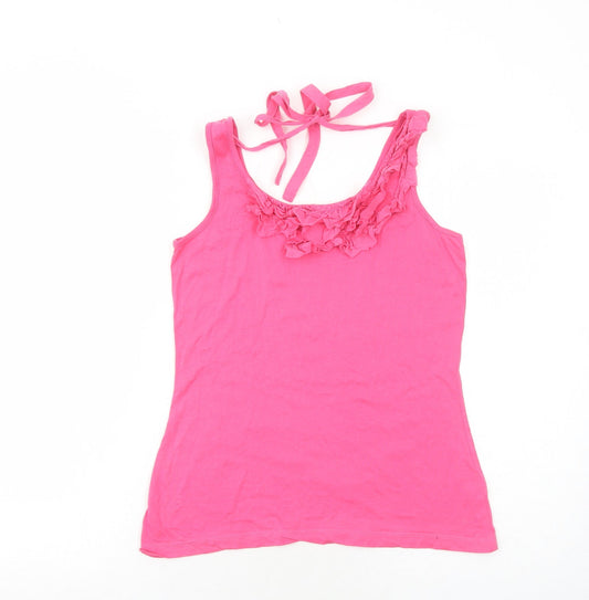 Lakeland Womens Pink Cotton Basic Tank Size 10 Round Neck
