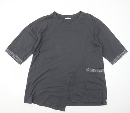 Womens UK Size L Diverse Grey Basic T-Shirt