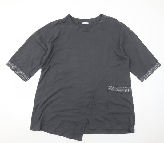 Womens UK Size L Diverse Grey Basic T-Shirt