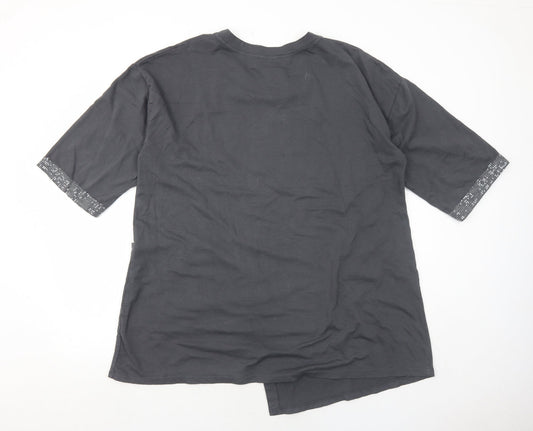 Womens UK Size L Diverse Grey Basic T-Shirt