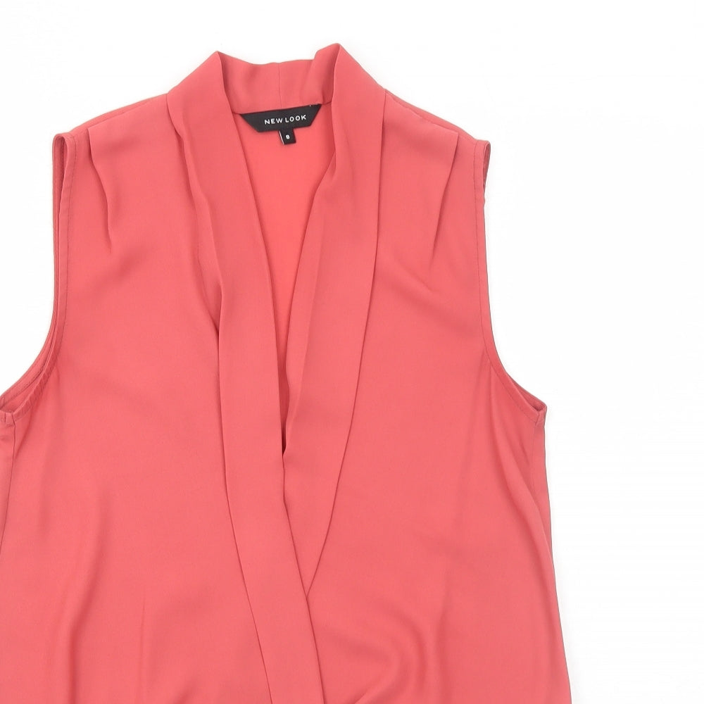 Womens UK Size 8 New Look Pink Basic Blouse