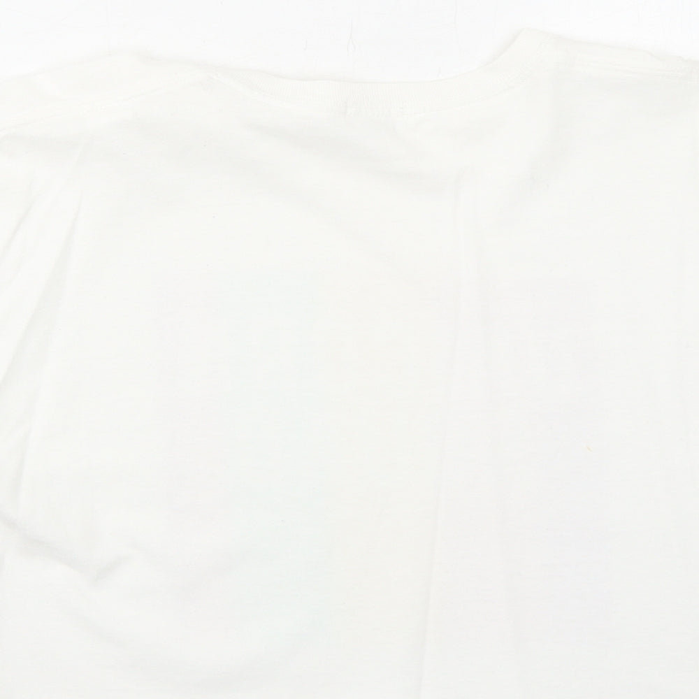 River Island Girls White Cotton Basic T-Shirt Size 11-12 Years Crew Neck Pullover - Unicorn Squad
