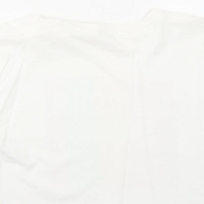River Island Girls White Cotton Basic T-Shirt Size 11-12 Years Crew Neck Pullover - Unicorn Squad