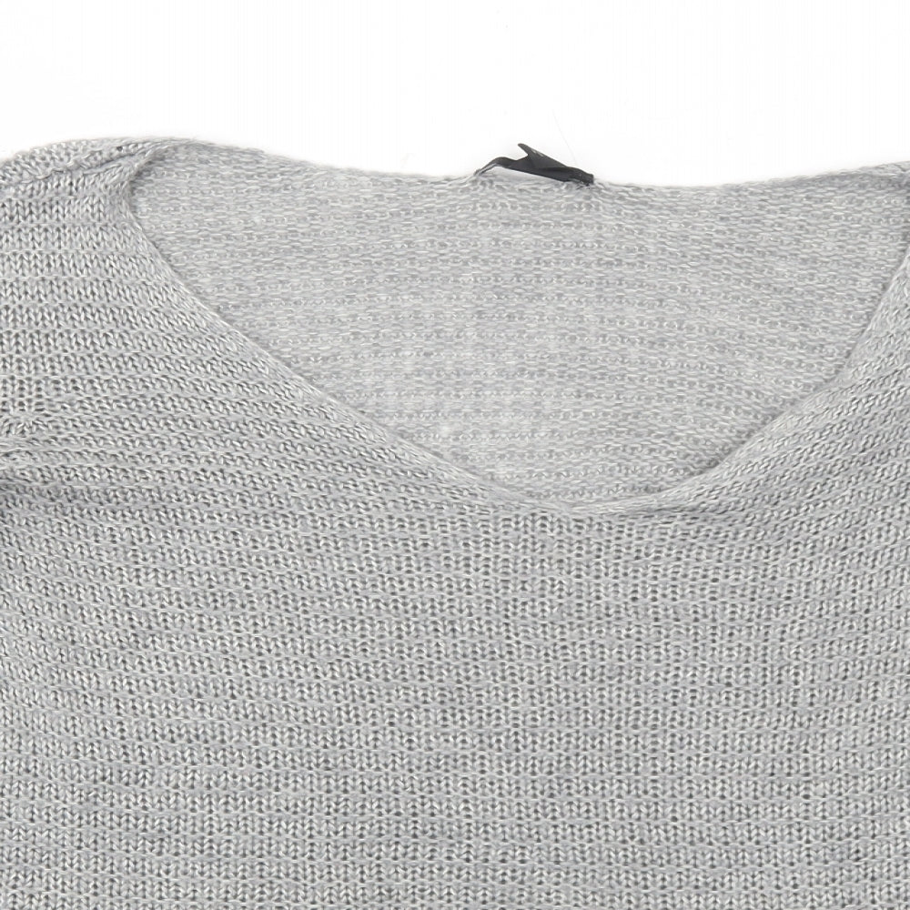 H&M Womens Grey V-Neck Acrylic Pullover Jumper Size S