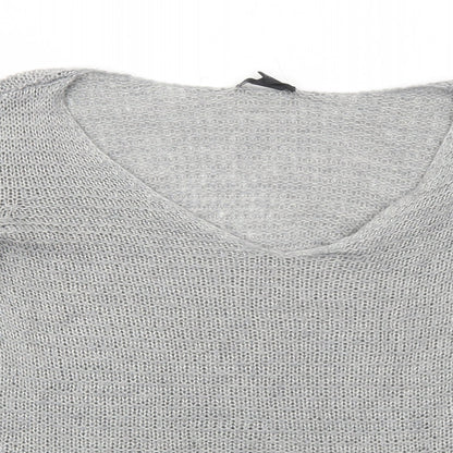 H&M Womens Grey V-Neck Acrylic Pullover Jumper Size S
