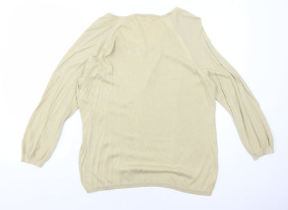 Womens UK Size XL Cable & Gauge Beige Pullover Jumper
