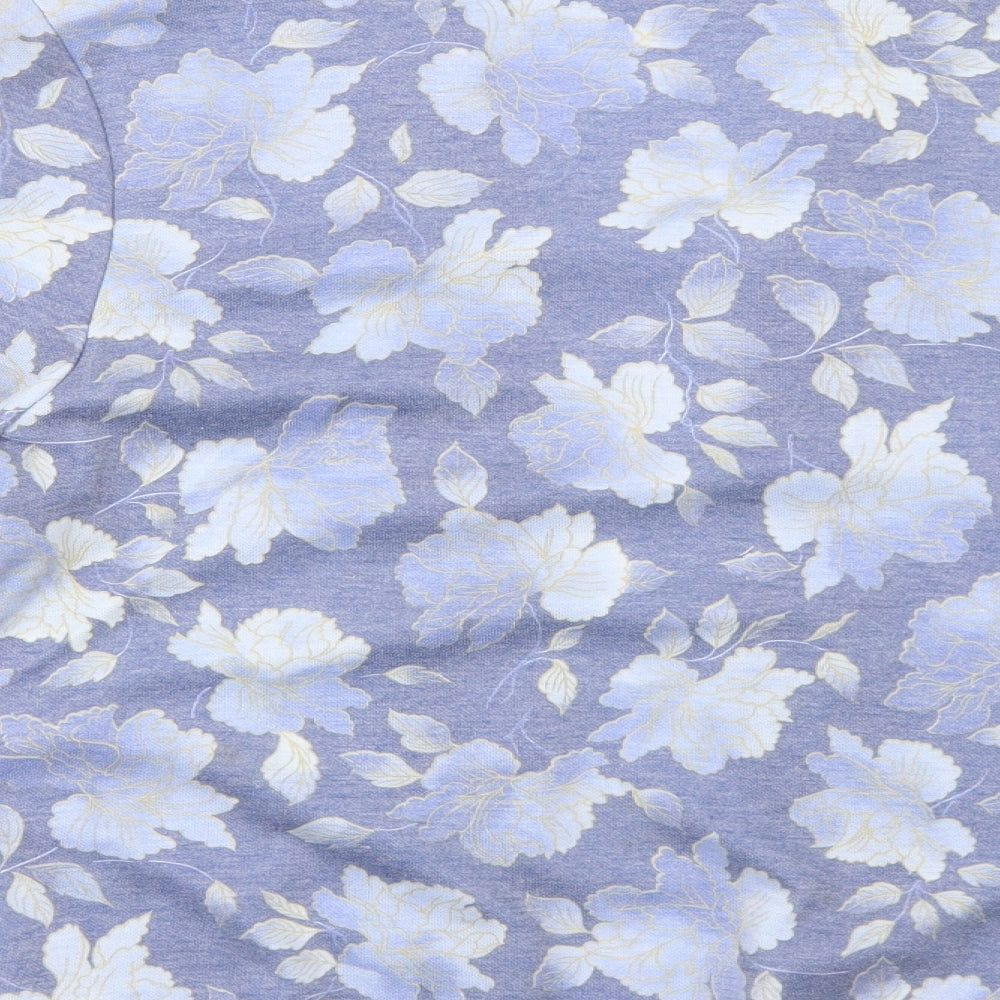 Deanes Womens Blue V-Neck Floral Polyester Cardigan Jumper Size 12