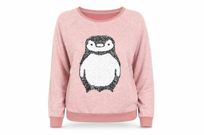 River Island Womens Pink Cotton Pullover Sweatshirt Size 8 Pullover - Penguin