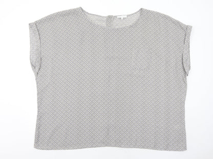 Rogers + Rogers Womens Grey Geometric Polyester Basic Blouse Size 30 Round Neck