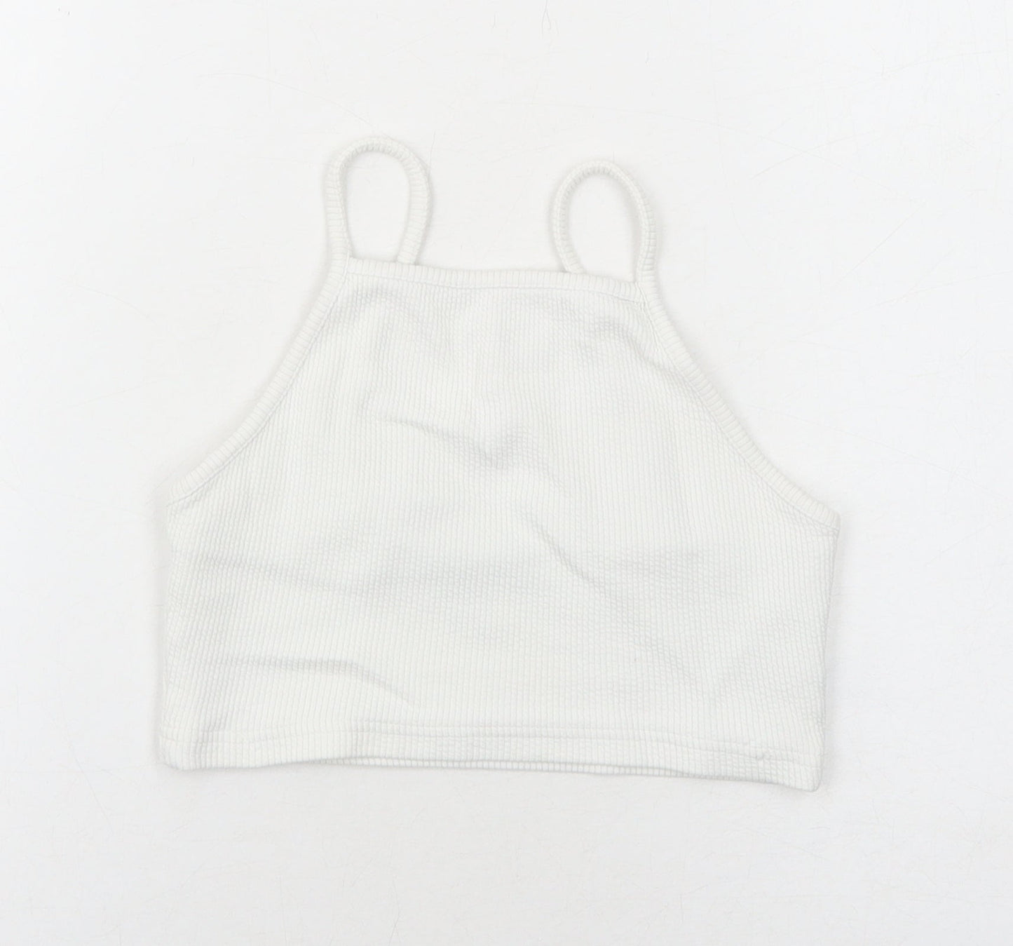 Womens UK Size 8 New Look White Cropped Tank