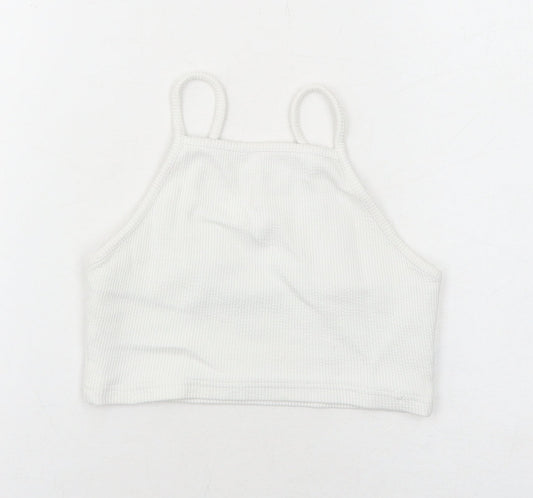 Womens UK Size 8 New Look White Cropped Tank
