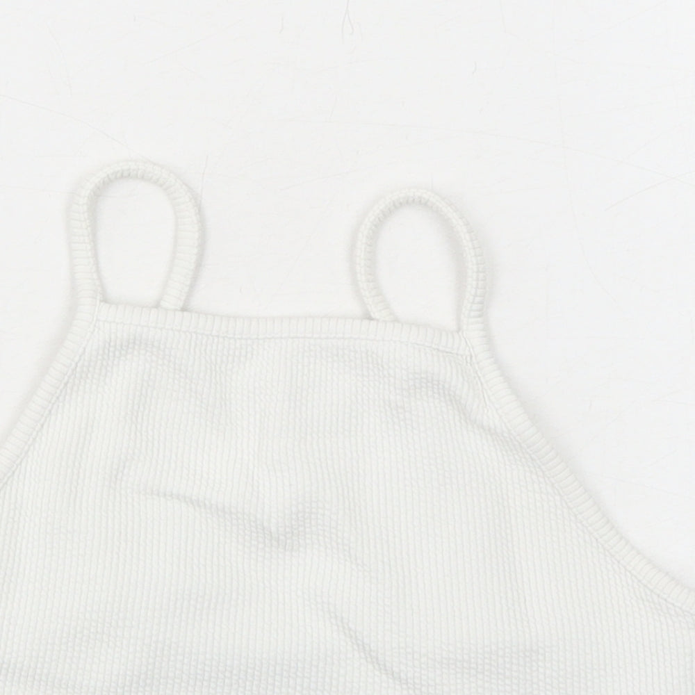Womens UK Size 8 New Look White Cropped Tank