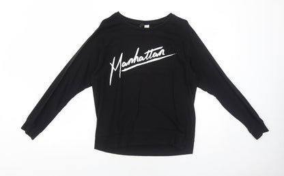 H&M Womens Black Cotton Pullover Sweatshirt Size M Pullover - Manhattan