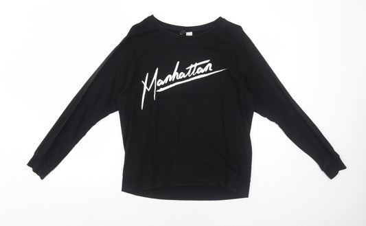 H&M Womens Black Cotton Pullover Sweatshirt Size M Pullover - Manhattan