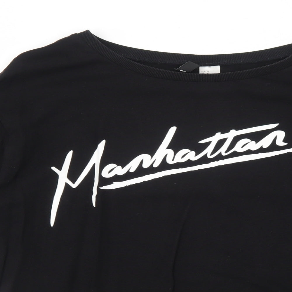 H&M Womens Black Cotton Pullover Sweatshirt Size M Pullover - Manhattan