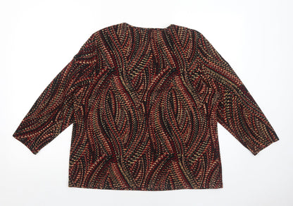 Allison Daley Womens Black Geometric Polyester Basic Blouse Size L Round Neck