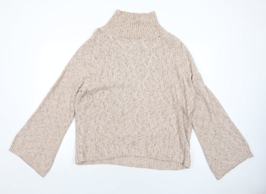 89th & Madison Womens Pink High Neck Cotton Pullover Jumper Size L