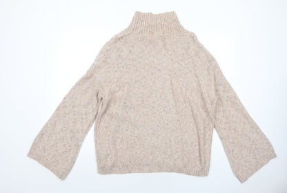 89th & Madison Womens Pink High Neck Cotton Pullover Jumper Size L