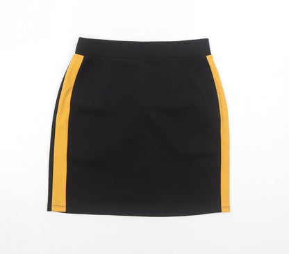Miss Selfridge Womens Black Polyester Mini Skirt Size 8 - Side Stripe Detail