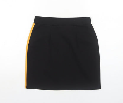 Miss Selfridge Womens Black Polyester Mini Skirt Size 8 - Side Stripe Detail
