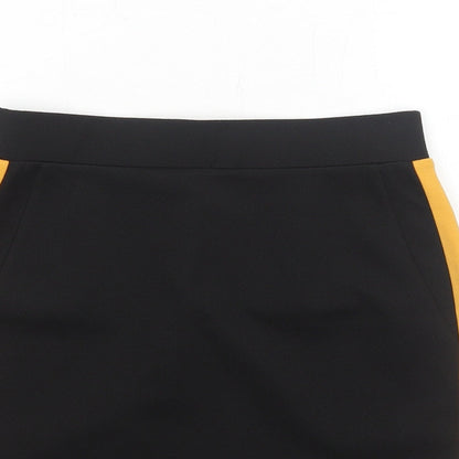 Miss Selfridge Womens Black Polyester Mini Skirt Size 8 - Side Stripe Detail
