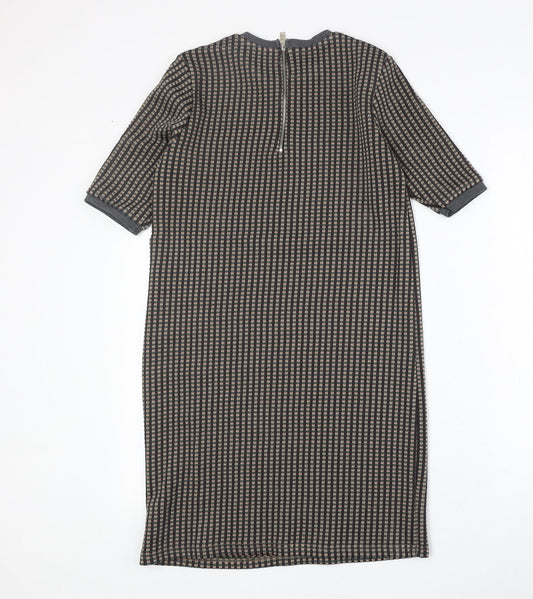 Zara Womens Multicoloured Geometric Polyester A-Line Size S Round Neck Zip