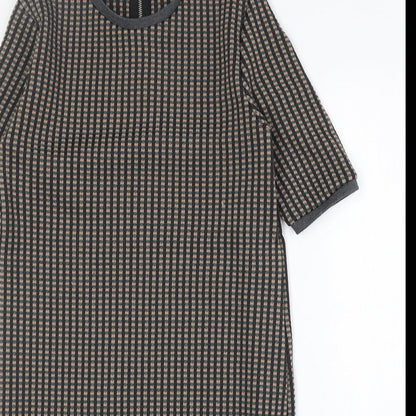 Zara Womens Multicoloured Geometric Polyester A-Line Size S Round Neck Zip