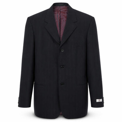 1880 Mens Black Striped Polyester Jacket Suit Jacket Size 36 Regular